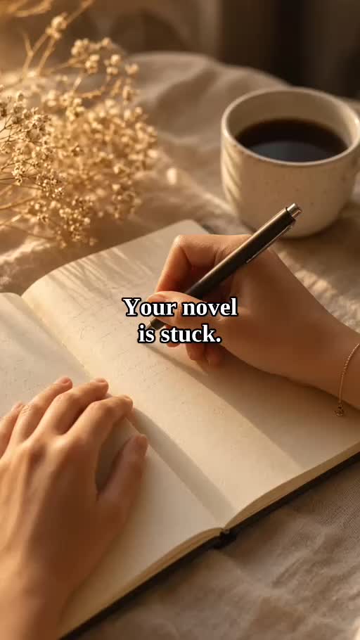A sunlit writing desk with a notebook, pen, and coffee
